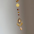 Brown Beaded Necklace with Ornate Teardrop Pendant view 4