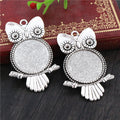 Perched Owl Round Pendant Bezel Blank for Cabochon Craft view 4