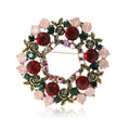 Multicolor Floral Wreath Brooch with Detailed Metal-tone Finish view 5