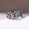 Antique Silver Tone Olive Leaf Openwork Wide Band Ring view 2