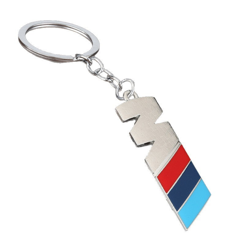 Carbon Fiber Pattern M Tricolor Metal Car Keychain Accessory