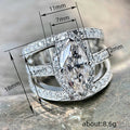 Silver Tone Layered Marquise Stone Wide Band Statement Ring view 4