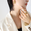 Triple Layer C Shape Hollow Hoop Earrings Gold Or Steel view 4