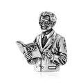 Teacher ABC Book Figure Brooch Gold Silver Antique Metal Pin view 2