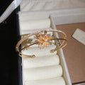 Double Layer Open Cuff Bracelet Starburst Zircon Charm view 7