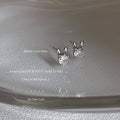 Silver Mini Rabbit Ear Clear Cubic Zirconia Stud Earrings view 4