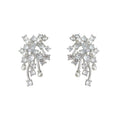 Silver Tone Clear Stone Floral Tassel Earrings In Stud And Clip Styles view 5