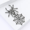 Spider and Web Dangle Brooch Hammered Body Silver and Black view 3