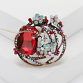 Orbital Crystal Cluster Floral Brooch in Green or Red view 7