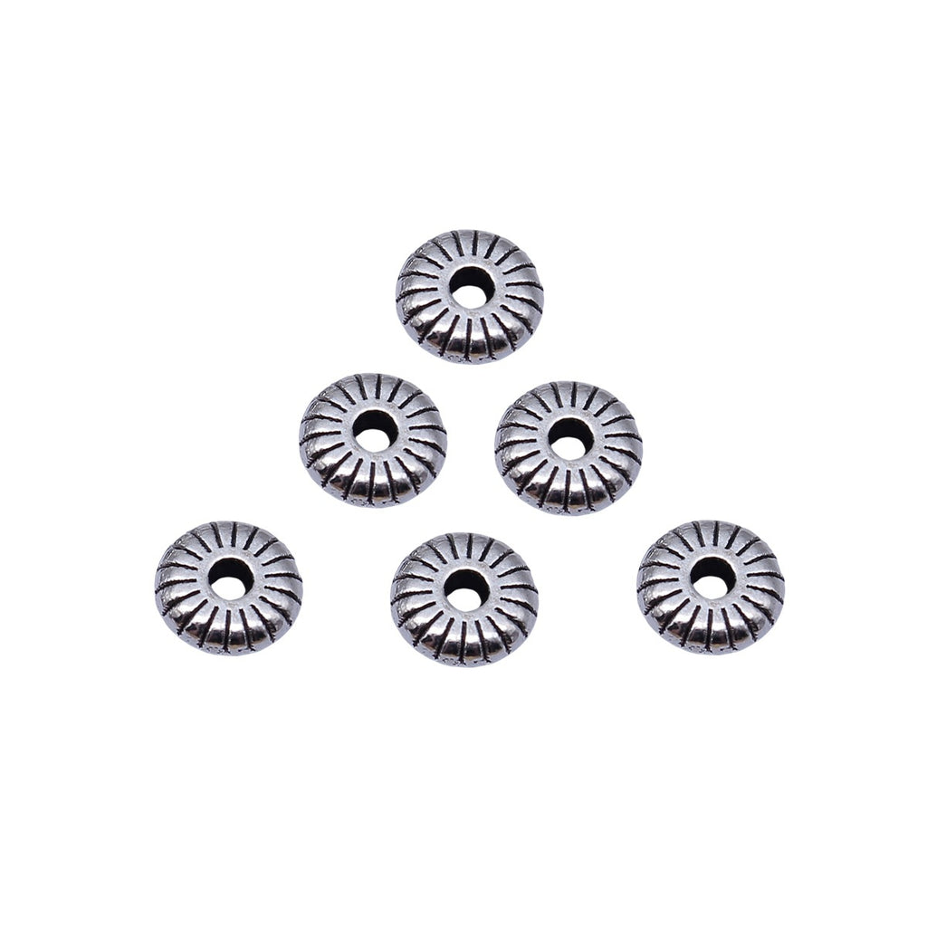 6x6x1.9mm 0.28g Antique Silver Zinc Alloy Round Small Hole Spacer Beads for DIY Bracelet Jewelry Making