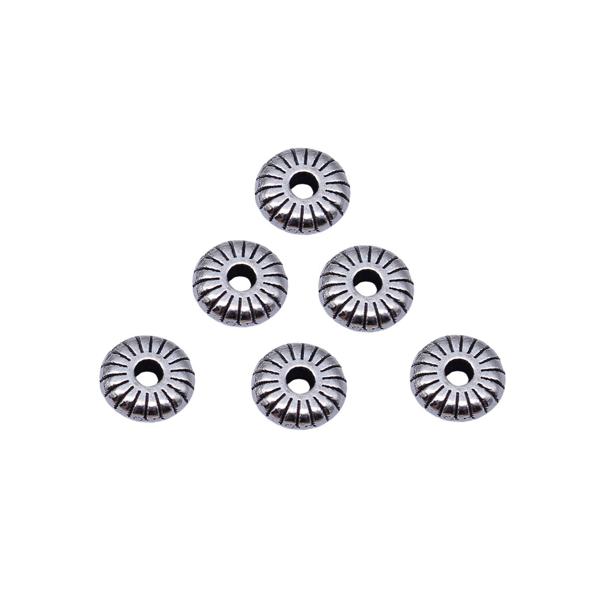 6x6x1.9mm 0.28g Antique Silver Zinc Alloy Round Small Hole Spacer Beads for DIY Bracelet Jewelry Making