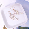 Gold and Silver Double Star Clear Look Long Hook Earrings view 3