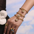 Gold Pave Heart Toggle Chain Necklace and Bracelet Set view 4