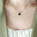 Square Shell And Black Acrylic Pendant Necklace Multi view 3