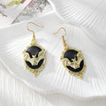 Gothic Bat Portrait Medallion Drop Earrings in Six Finishes view 3