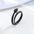 Black Adjustable Open Rings in Four Plain and Snake-Inspired Designs view 4