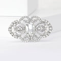Open Scroll Crystal Clasp Brooch in Gold or Silver Tone view 2