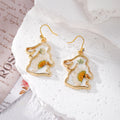Rabbit Outline Pressed Flower Resin Earrings Gold Frame 6 Styles view 7
