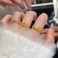 Gold Tone Double Flower Open Adjustable Ring Style view 3
