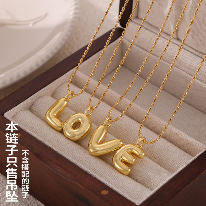 Gold Balloon Letter Copper Initial Pendants A to Z