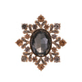 Brown Black Flower Crystal Metal Brooch Pin for Jackets and Lapels view 1
