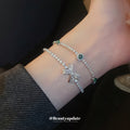 Silver Tone Clear Crystal Bow Slider Bracelet With Unlisted Green Style view 2