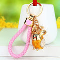 Heart Braided Cord Key Fob Gold Tone Metal Cap 7 Colors view 2