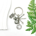 Silver Tone Teapot Cup and Cutlery Charm Keychain with Metal Hardware view 6
