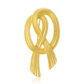 Gold Tone Woven Ribbon Knot Brooch with Crystal Rows view 5