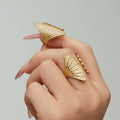 Crystal Peacock Fan Open Ring in Gold and Silver Tone view 4