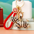 Jeweled Double Zebra Keychains in Five Colors with Braided Loops view 3