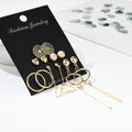 Gold Six Pair Earring Set Circles Bars Hearts and Studs view 2
