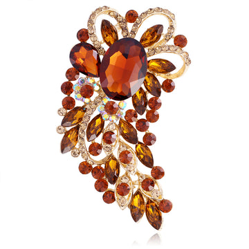 Orange Flower Crystal Eight Designs Metal Brooch Pin