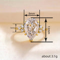 Gold Tone Pear Crystal Solitaire Ring Side Clusters Sizes 6-10 view 4