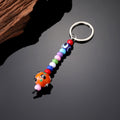 Silver Tone Beaded Glass Evil Eye Split Ring Keychains view 2