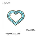 Double Heart Crystal Brooch In Red And Turquoise Decorative Lapel Pin view 5