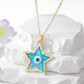 Gold Tone Star Resin Evil Eye Pendant Necklaces in Six Colors view 3