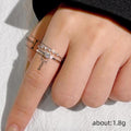 Silver Tone Solitaire and Chevron Stacking Ring Set Sizes 6-10 view 4