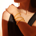 Twisted Rope Open Cuff Bangle Bracelet Gold Silver Metal view 3