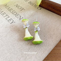 Green Apple Core Pearl Necklace Earrings Hair Clip 3 Styles view 4