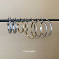 Slim Metal Hoop Earrings in Gold and Silver Tone Size Options view 1