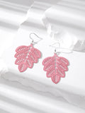 Silver Tone Large Openwork Leaf Hook Earrings in Four Colors view 4