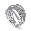 Layered Curved Pave Wide Ring In Gold And Silver Tones view 4