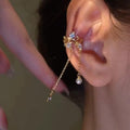 Gold Tone Pearl and Chain Ear Cuffs for Left or Right Ear view 6