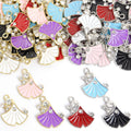 Enamel Ginkgo Leaf Charms with Pearls in Six Colors view 3