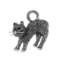Silver Tone Cat Crystal Two Designs Metal Brooch Pin view 6