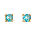 Gold Tone Mini Pearl And Aqua Stone Stud Earrings In Two Styles view 5