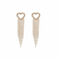 Crystal Heart Waterfall Tassel Stud Earrings Decorative Jewelry view 5