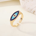 Gold Tone Marquise Enamel Evil Eye Adjustable Rings in Four Designs view 3