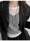 Cord Oval Bead Pendant Necklace Glossy Red or Silver Drop view 7